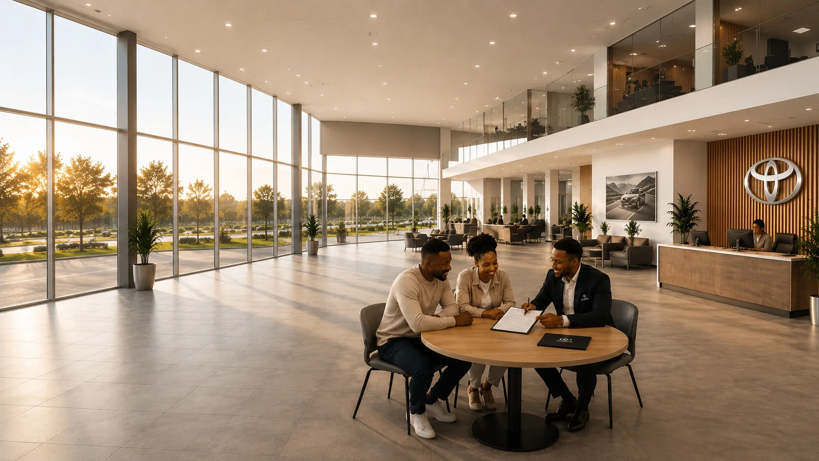 A man signing a contract for Instalment Finance at a Toyota dealership